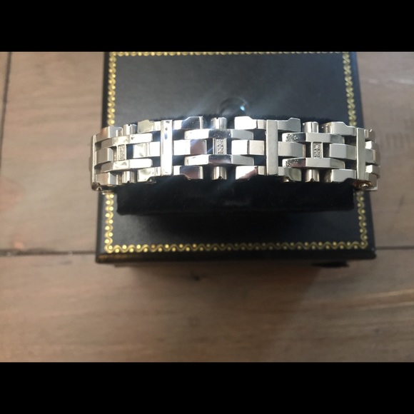 Black & Blue stainless steel bracelet w/diamonds - Picture 5 of 7